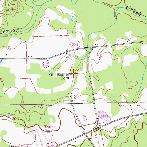 Topographic Map of Old Bethel Cemetery, NC