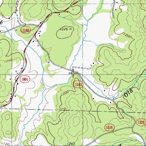Topographic Map of Old Boney Creek, NC
