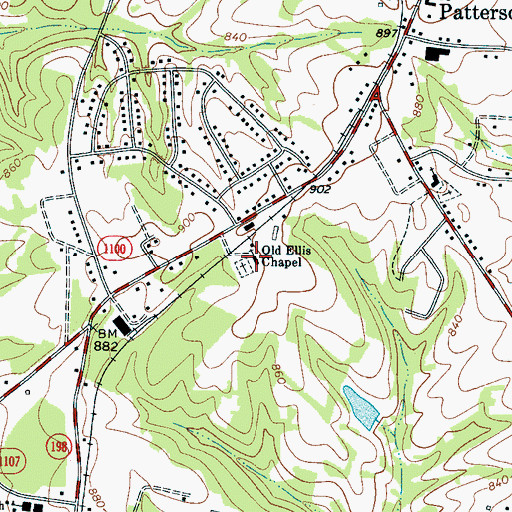 Topographic Map of Old Ellis Chapel, NC