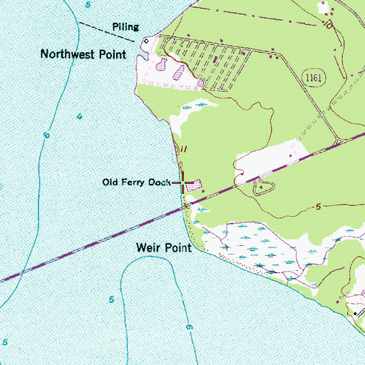 Topographic Map of Old Ferry Dock, NC
