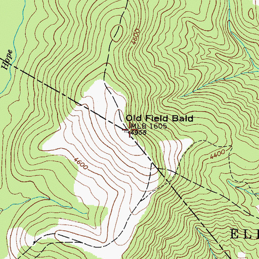 Topographic Map of Old Field Bald, NC
