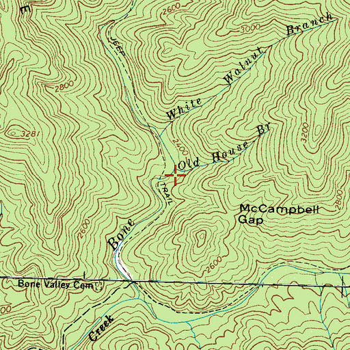 Topographic Map of Old House Branch, NC