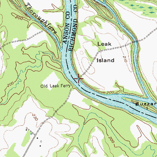 Topographic Map of Old Leak Ferry, NC