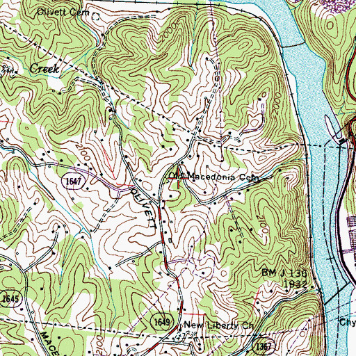 Topographic Map of Old Macedonia Cemetery, NC