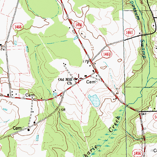 Topographic Map of Old Mill Church, NC