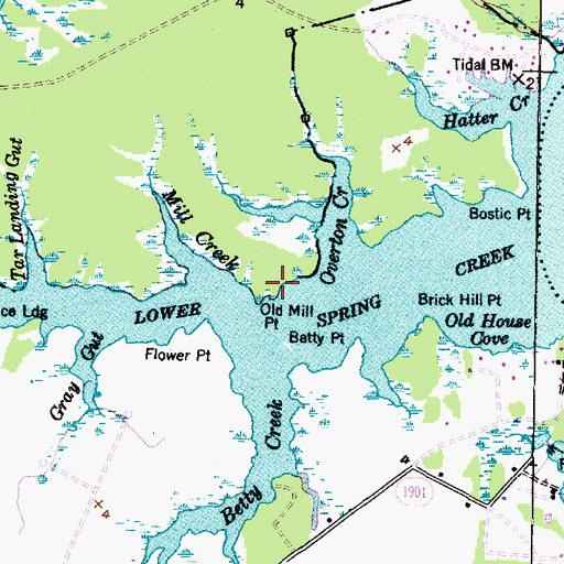 Topographic Map of Old Mill Point, NC