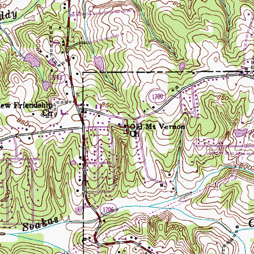 Topographic Map of Old Mount Vernon Church, NC