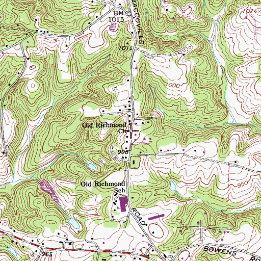 Topographic Map of Old Richmond Church, NC