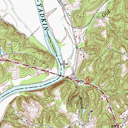 Topographic Map of Old Richmond Creek, NC