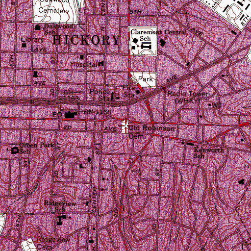 Topographic Map of Old Robinson Cemetery, NC