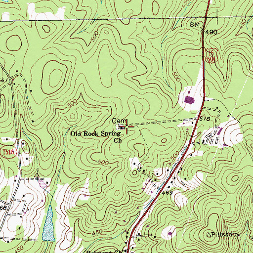 Topographic Map of Old Rock Spring Church, NC