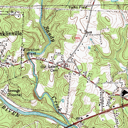 Topographic Map of Old Salem Cemetery, NC