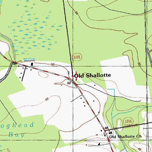 Topographic Map of Old Shallotte, NC