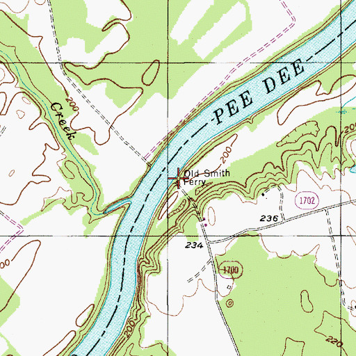 Topographic Map of Old Smith Ferry, NC