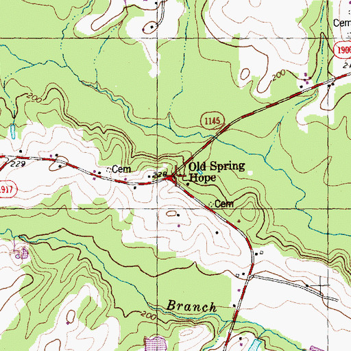 Topographic Map of Old Spring Hope, NC