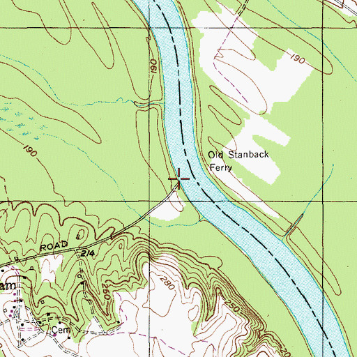 Topographic Map of Old Stanback Ferry, NC