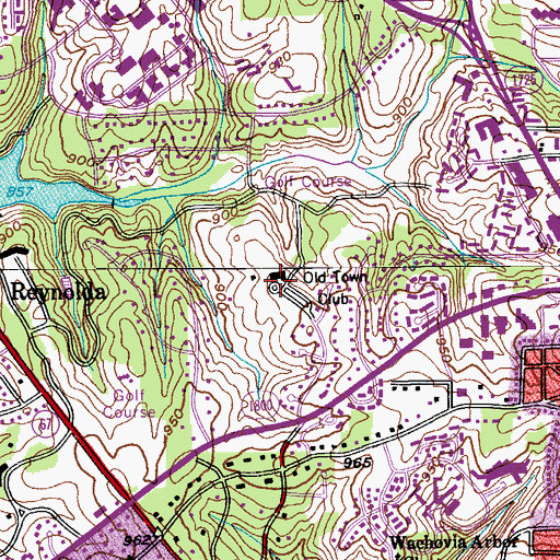 Topographic Map of Old Town Club, NC