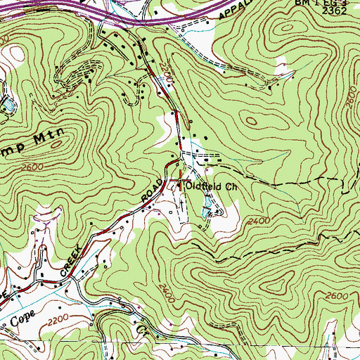 Topographic Map of Oldfield Church, NC