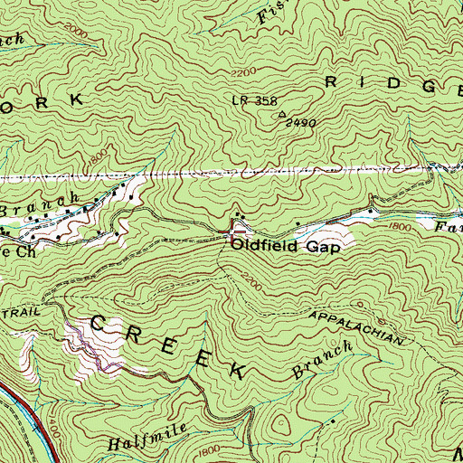 Topographic Map of Oldfield Gap, NC