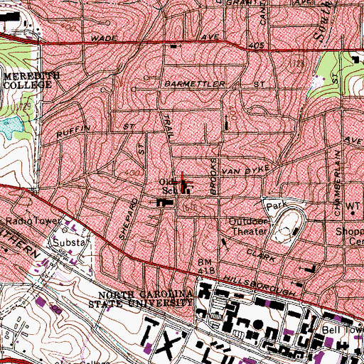 Topographic Map of Olds School, NC