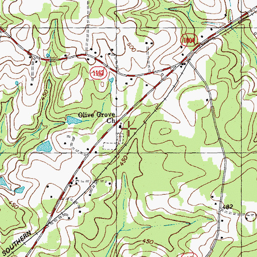 Topographic Map of Olif Grove School (historical), NC