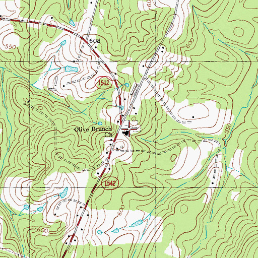 Topographic Map of Olive Branch Baptist Church, NC