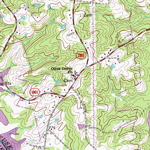 Topographic Map of Olive Grove Church, NC