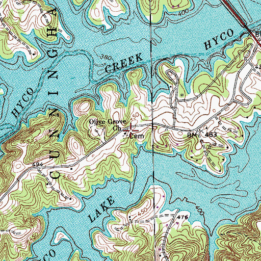 Topographic Map of Olive Grove Church, NC