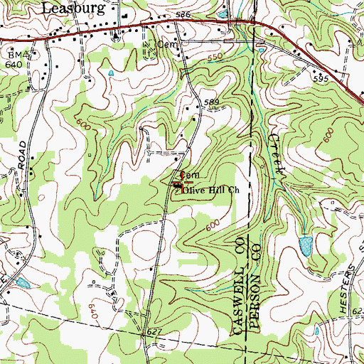 Topographic Map of Olive Hill Church, NC