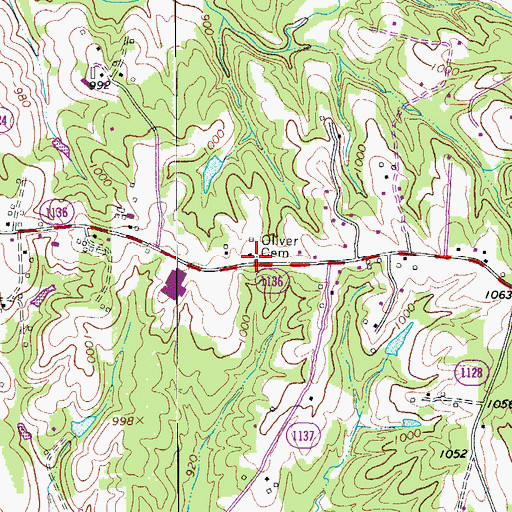 Topographic Map of Oliver Cemetery, NC