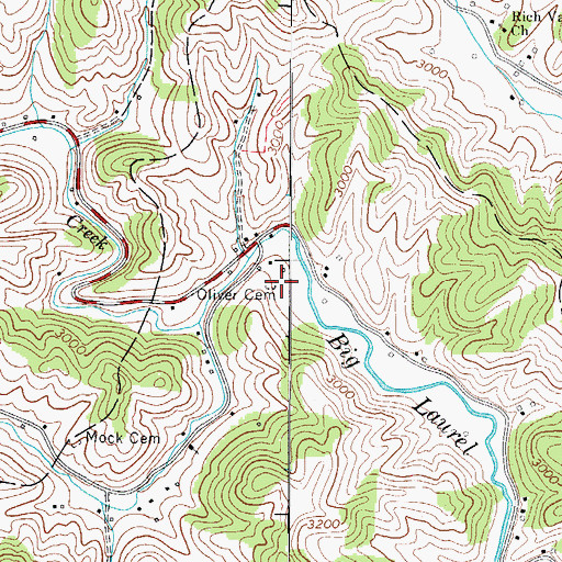Topographic Map of Oliver Cemetery, NC