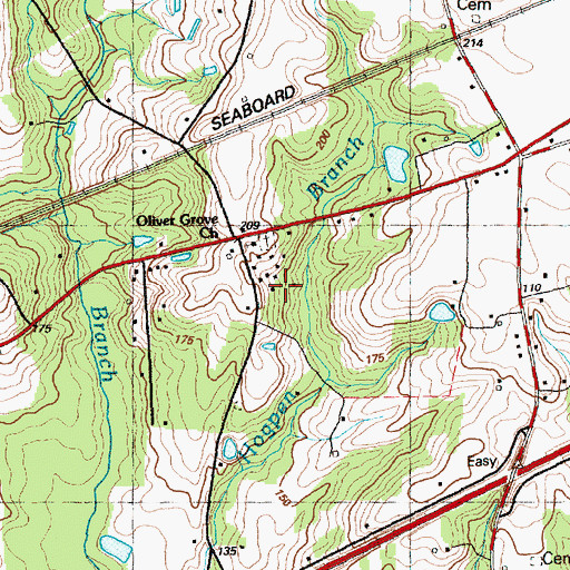 Topographic Map of Oliver Grove Church, NC