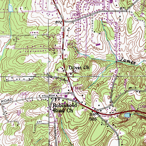 Topographic Map of Olivet Church, NC