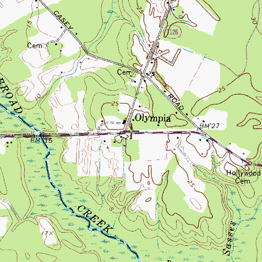 Topographic Map of Olympia, NC