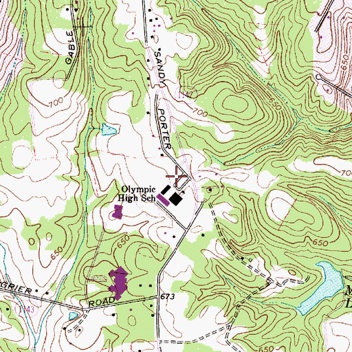 Topographic Map of Olympic High School, NC