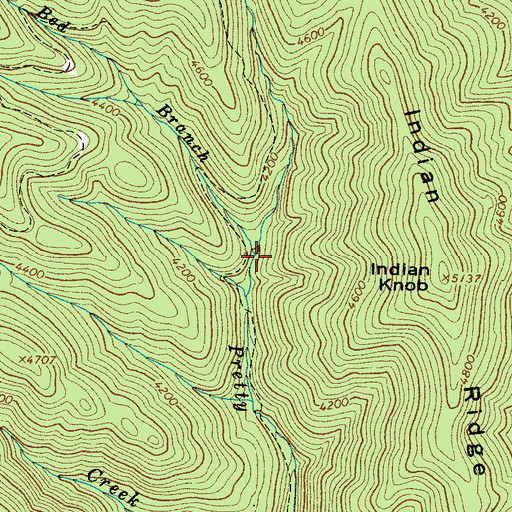 Topographic Map of Onion Bed Branch, NC