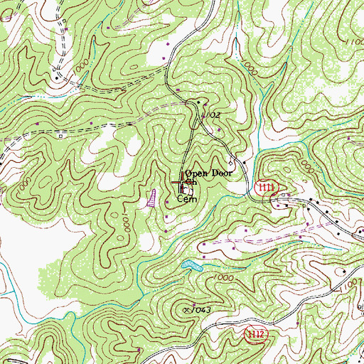 Topographic Map of Open Door Missionary Baptist Church, NC
