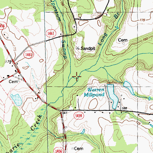 Topographic Map of Opossum Swamp, NC