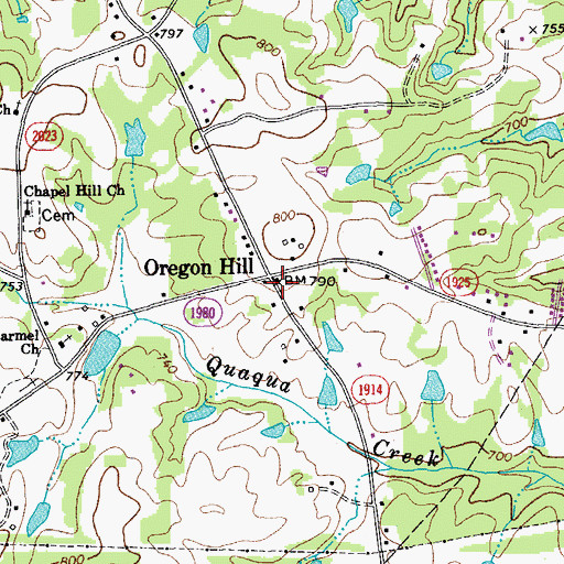 Topographic Map of Oregon Hill, NC