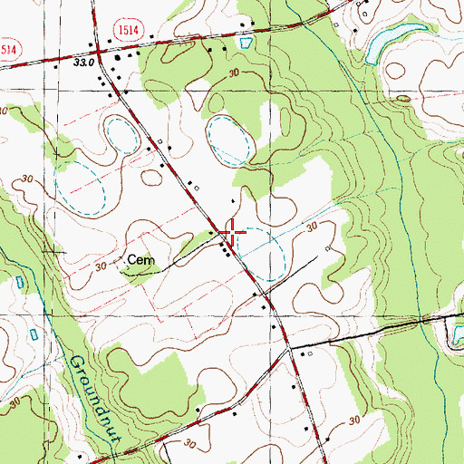 Topographic Map of Orridge School, NC