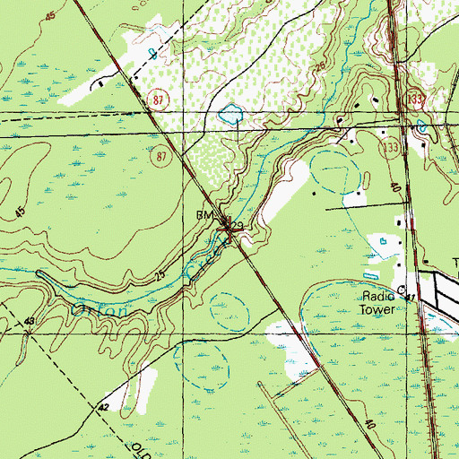Topographic Map of Orton Creek Bridge, NC