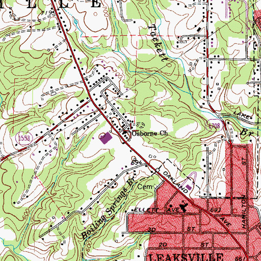 Topographic Map of Osborne Baptist Church, NC