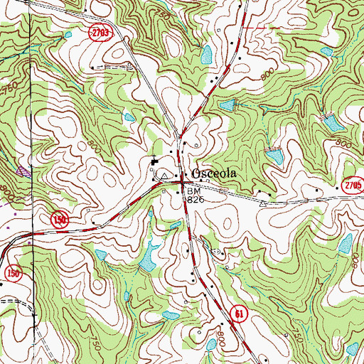 Topographic Map of Osceola, NC