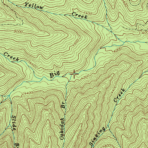 Topographic Map of Oskodah Branch, NC