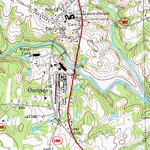 Topographic Map of Ossipee, NC