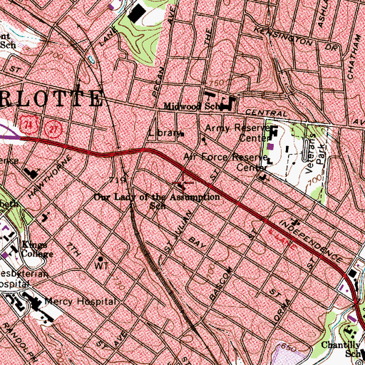 Topographic Map of Our Lady of the Assumption Catholic School, NC