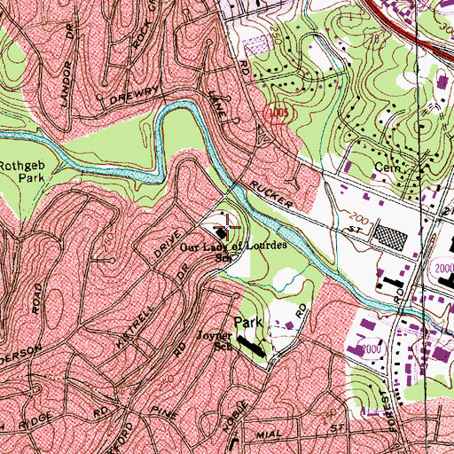 Topographic Map of Our Lady of Lourdes School, NC