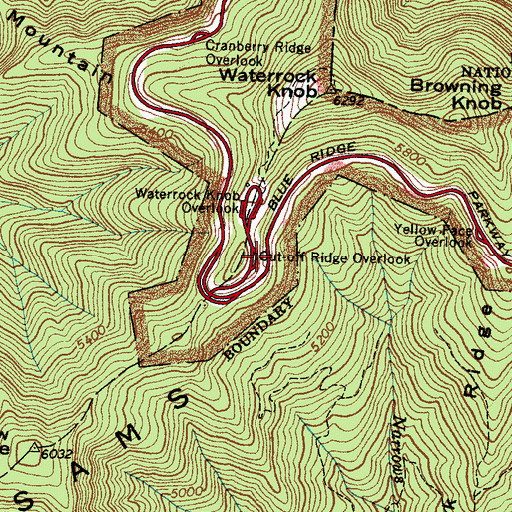 Topographic Map of Out-Off Ridge Overlook, NC