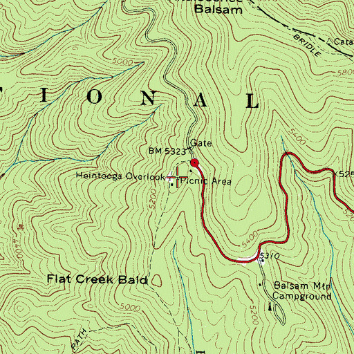 Topographic Map of Overlook Ridge, NC