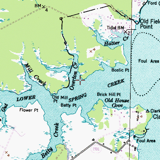 Topographic Map of Overton Creek, NC